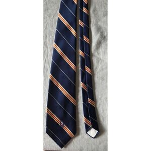 Christian Dior Vintage Neck Tie 56 Long Navy/Orange Stripes Men's